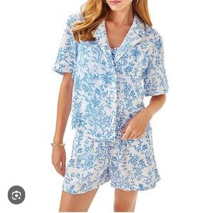 NWT Lilly Pulitzer Montee Crop Shirt Coverup White Tall Tales Small MSRP $108